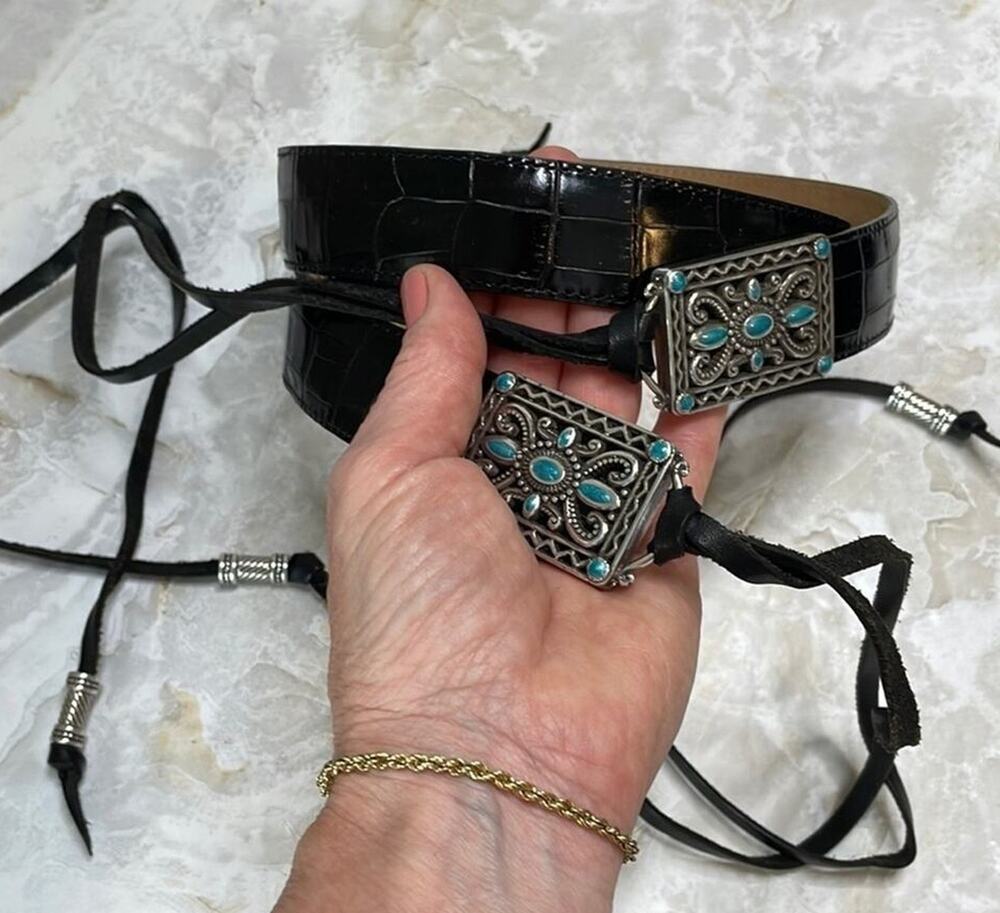 Brighton Western Native American-inspired Faux Turquoise Leather Belt